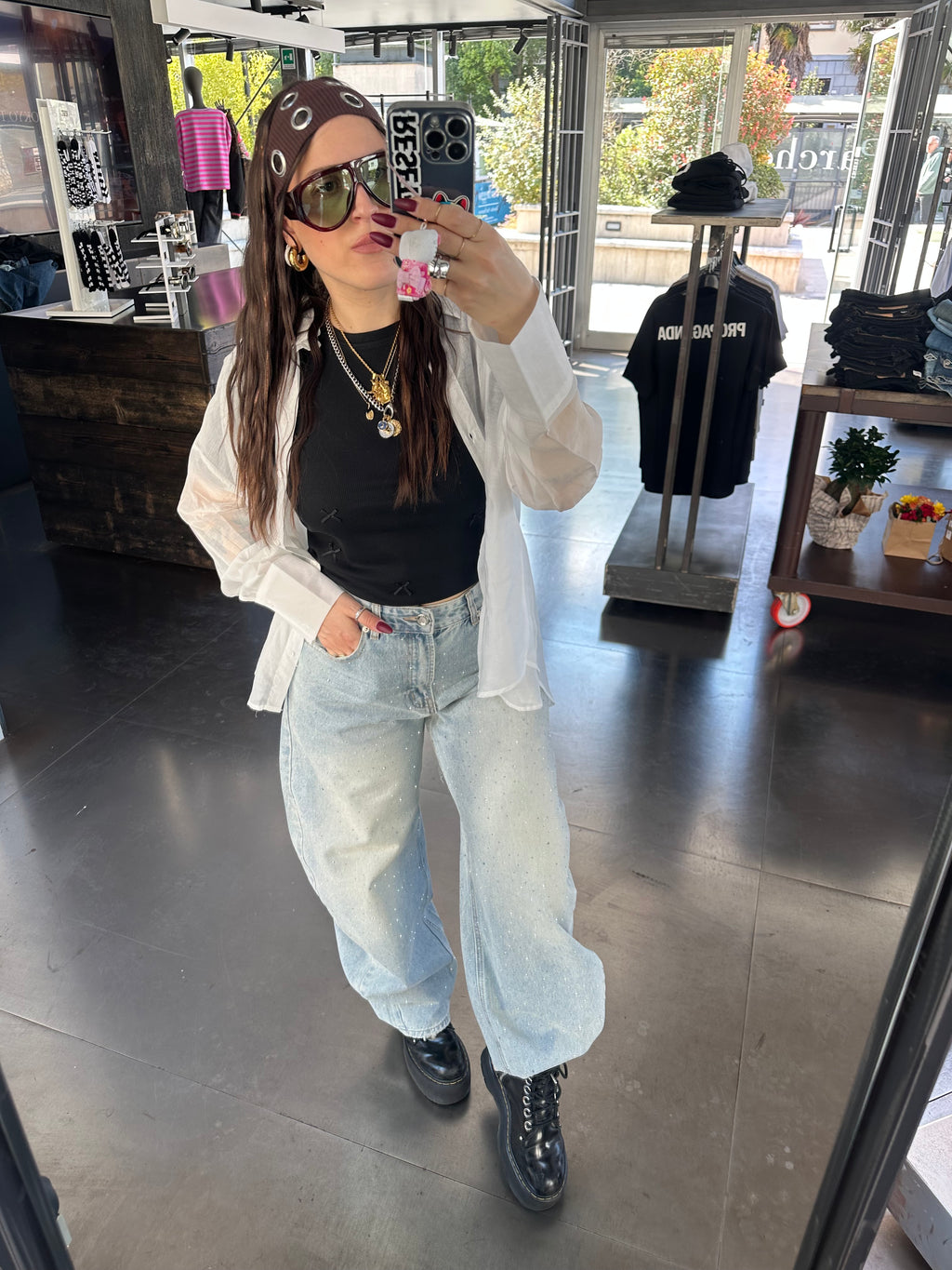 Jeans strass balloon Carlita Blanco