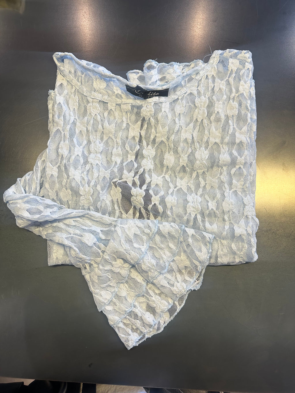 T-shirt pizzo manica volant Carlita Blanco