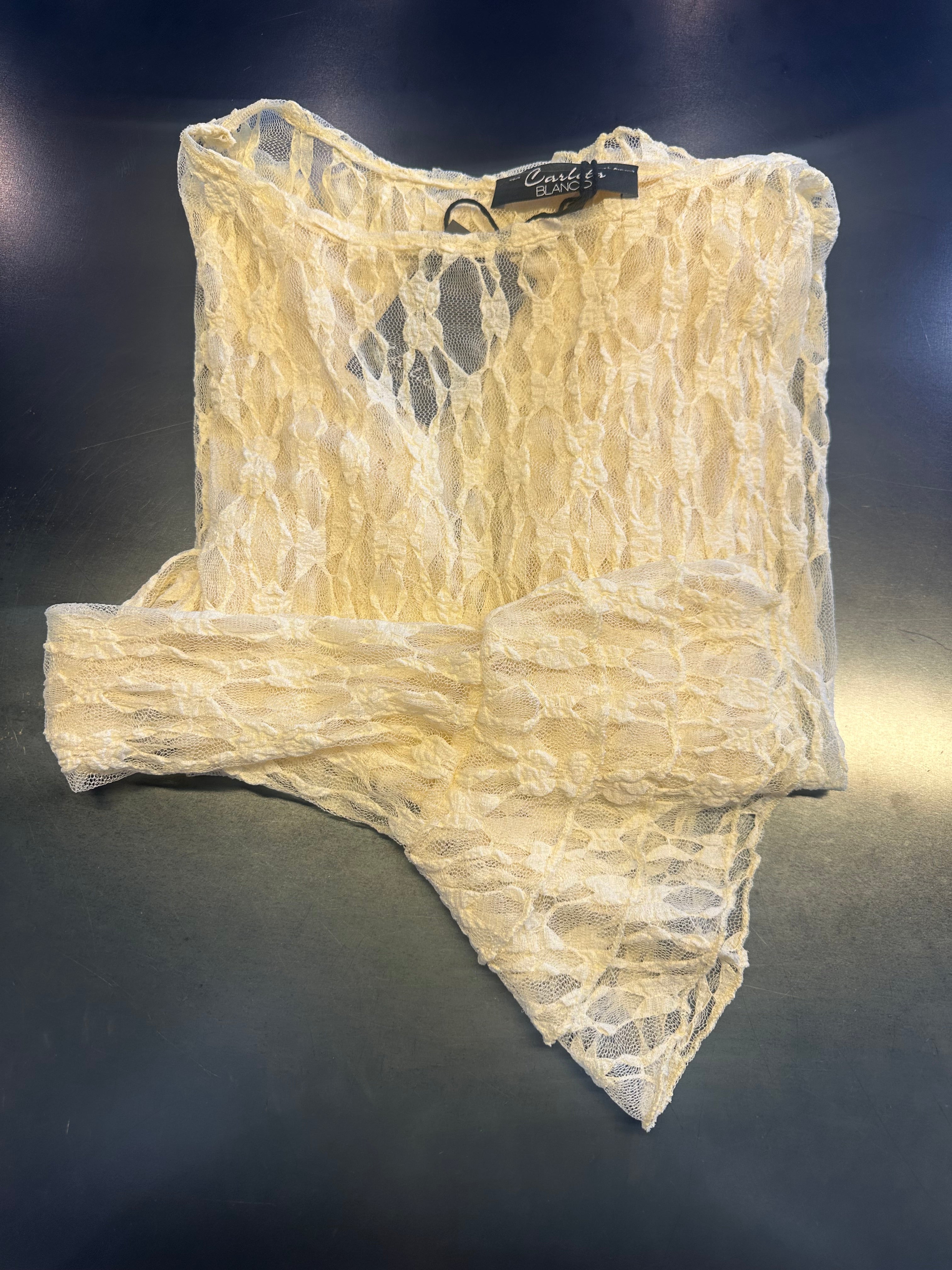 T-shirt pizzo manica volant Carlita Blanco