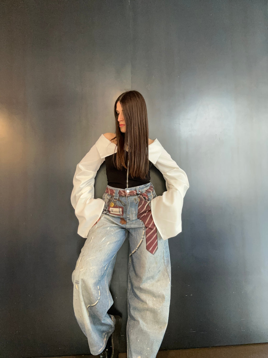 Jeans stampa cravatta