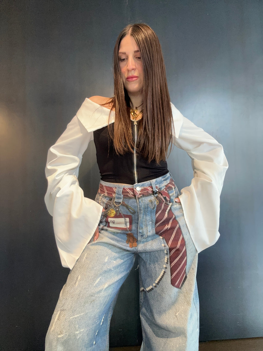 Top con maxi manica