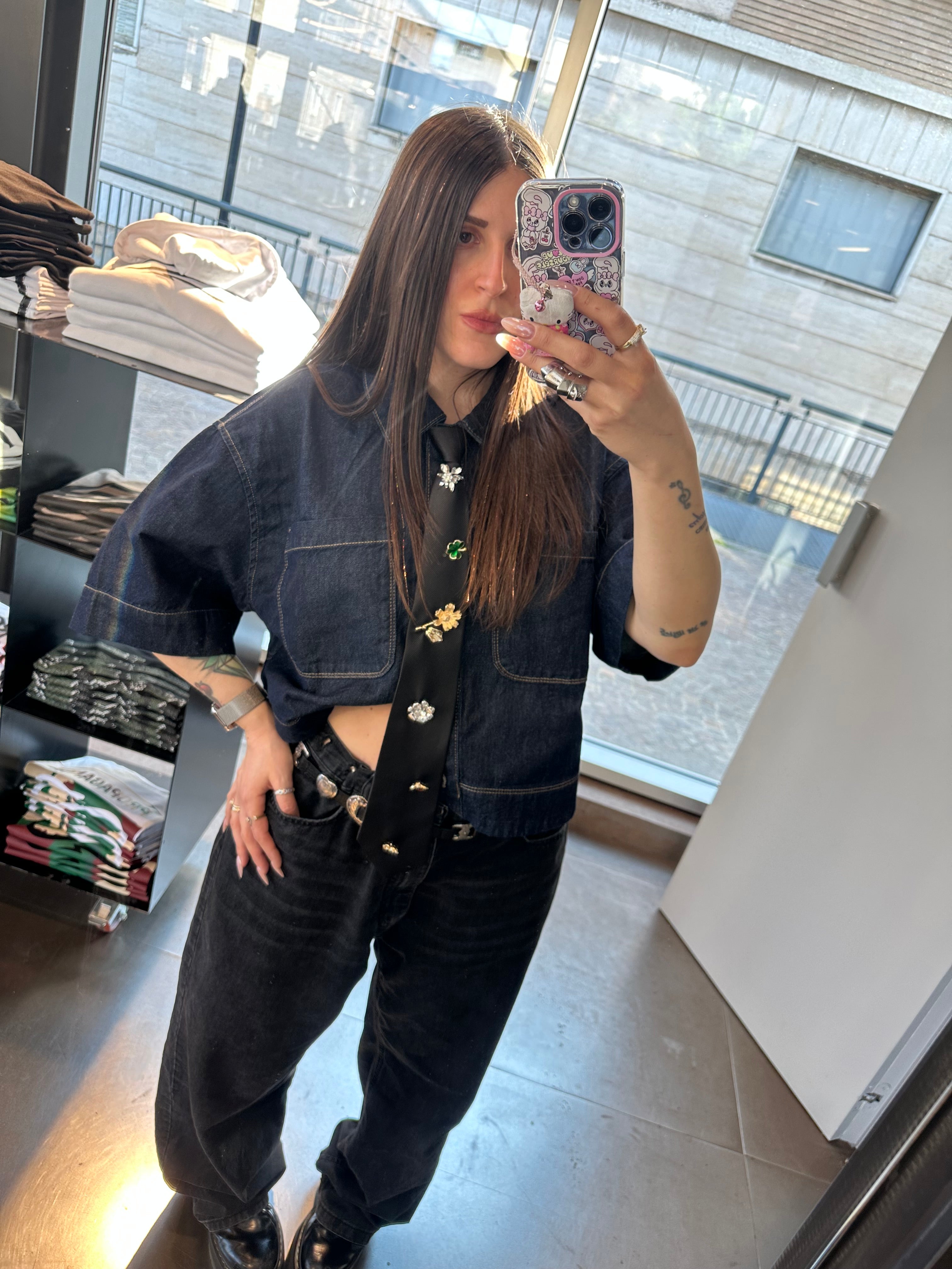 Camicia denim manica corta Only