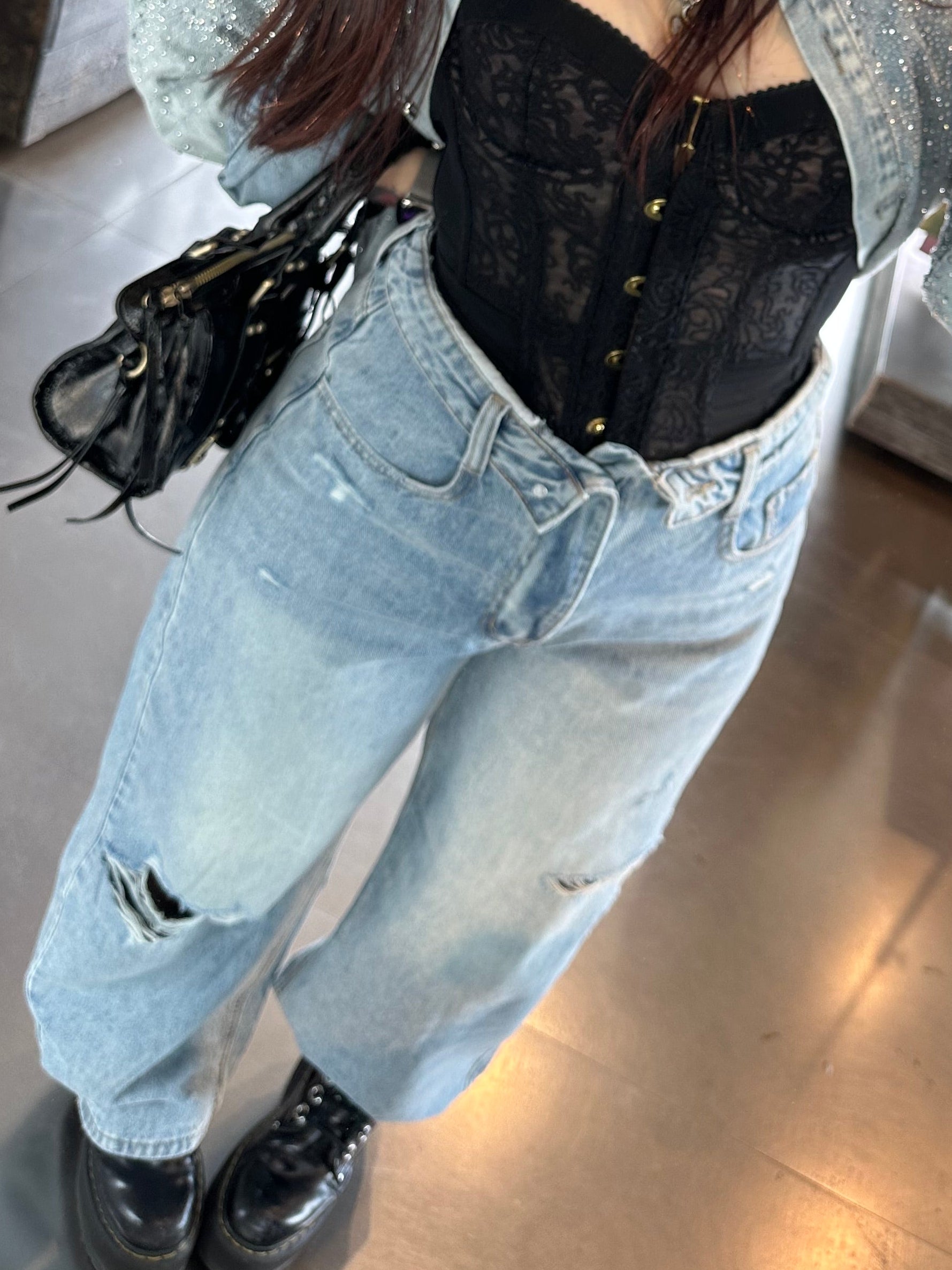 Jeans balloon strappo