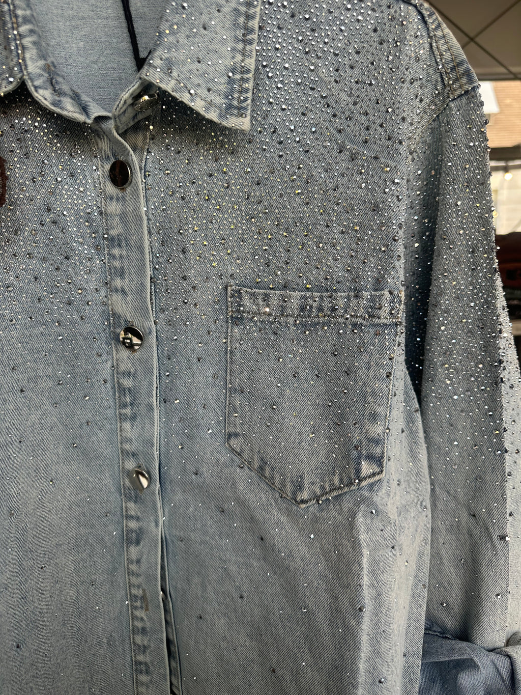 Camicia denim strass